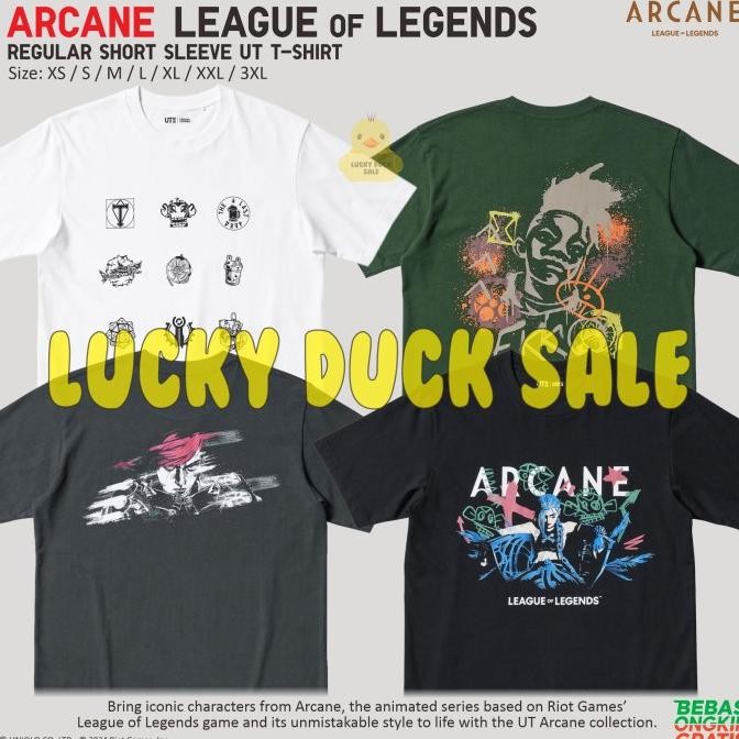 Arcane League of Legends UT Shirt Regular Kaos UNIQLO Ekko Violet Jinx Powder Terlaris