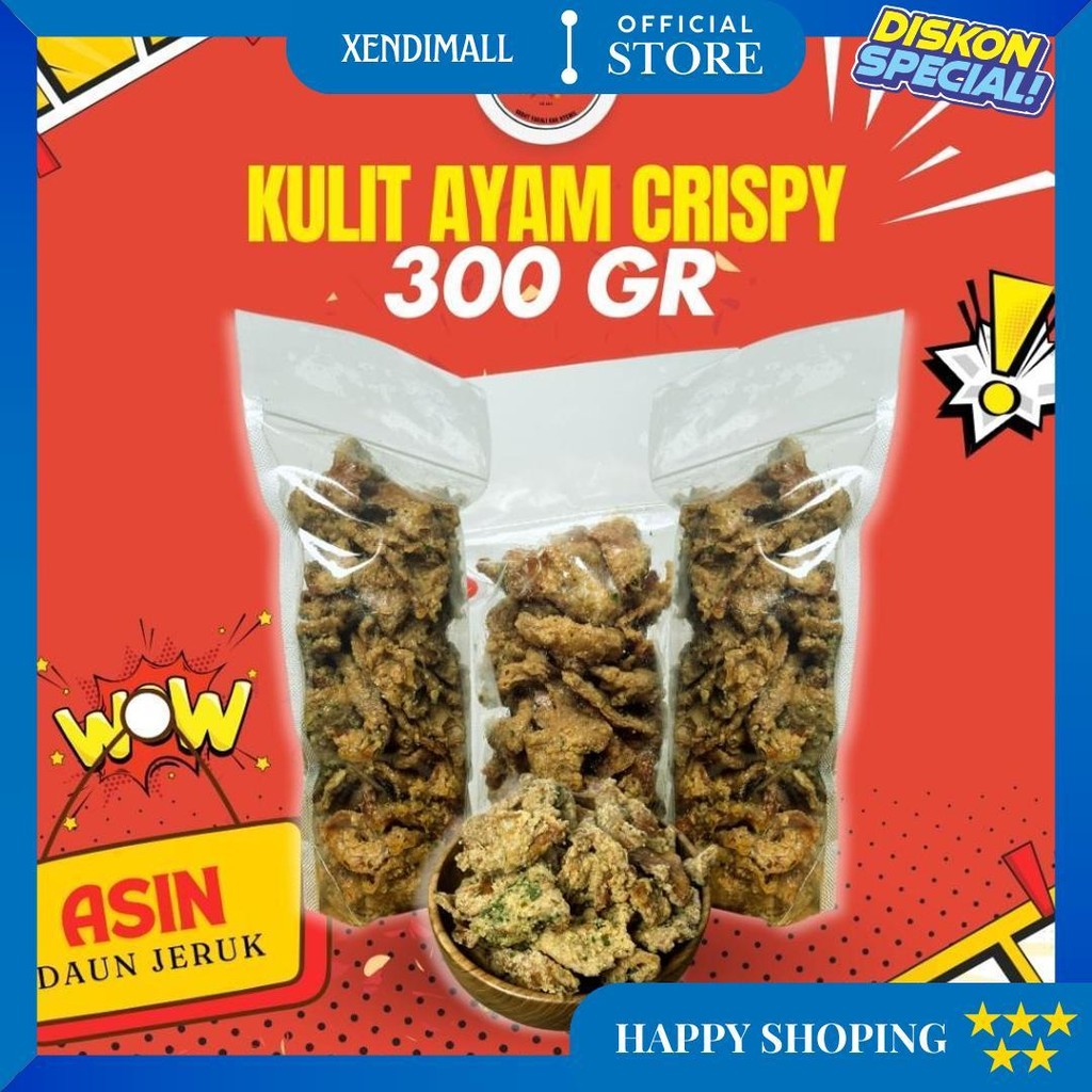 

Keripik Kulit Ayam Crispy Pedas Daun Jeruk 300Gr D Promo Puncak