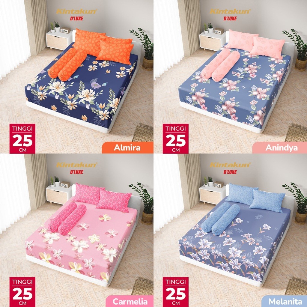 Sprei Kintakun Dluxe Queen Size Tinggi 25 160 x 200 Motif Aestethic Microtex