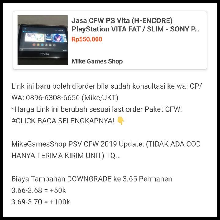 Terlaris Jasa Cfw Ps Vita (H-Encore) Playstation Vita Fat / Slim - Sony Psv Good Quality