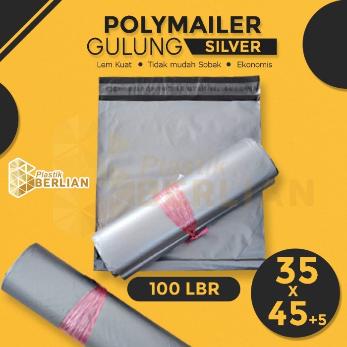 

Polymailer Gulung Silver Ekonomis 35X45+5 Cm Plastik Packing - 100 Lbr