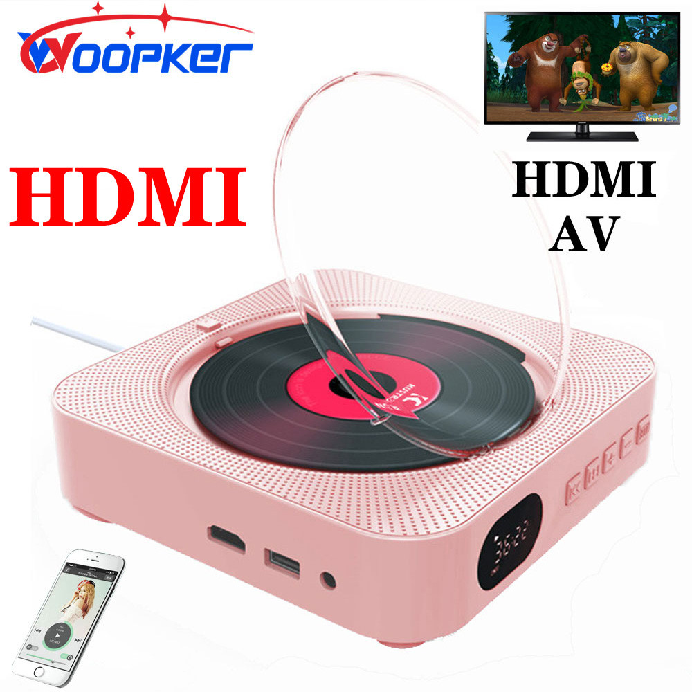 WEASH HDMI DVD Player VCD Player CD Music Player Bluetooth 5.0 Built-in Speaker Support HDMI AV Conn