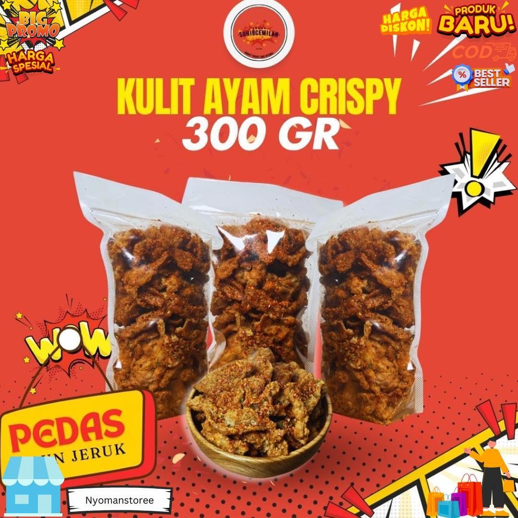 

Keripik Kulit Ayam Crispy Pedas Daun Jeruk 300Gr D Terlaris