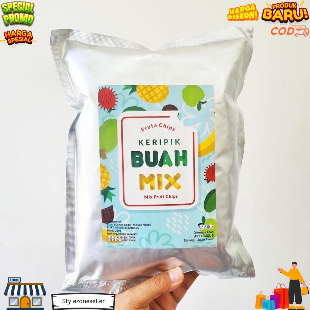 

Apelicious Keripik Buah Mix 250G (Mix 6 Buah) / Keripik Buah Sayur Mix 350G Fruta Apelicious D Promo Puncak