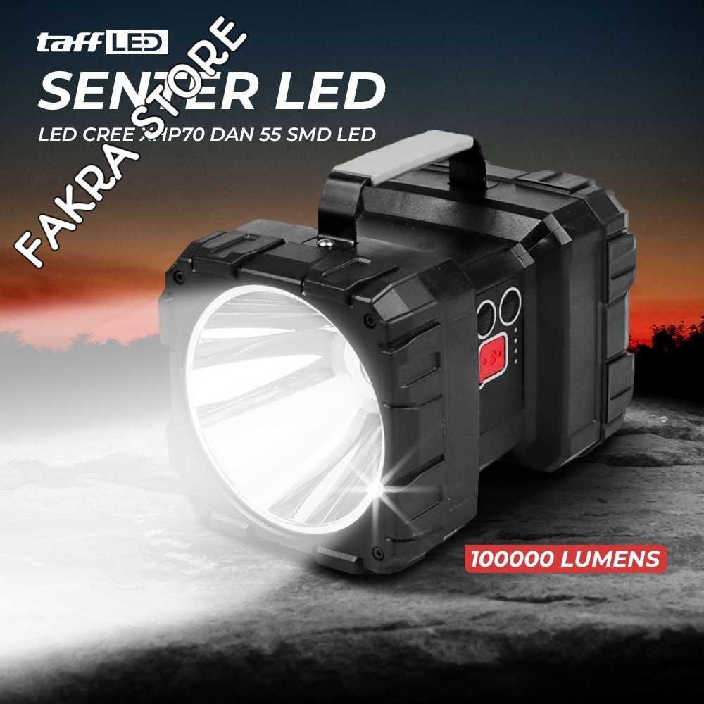 TaffLED Senter LED Flashlight Recharge XHP70 dan 55 SMD 100000 Lumens - W845 Original Termurah