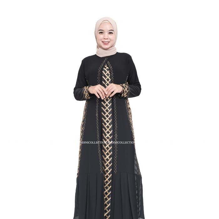 Andinicollection Abaya Turkey 154 Gamis Lebaran Dewasa Hitam Wanita Slimfit