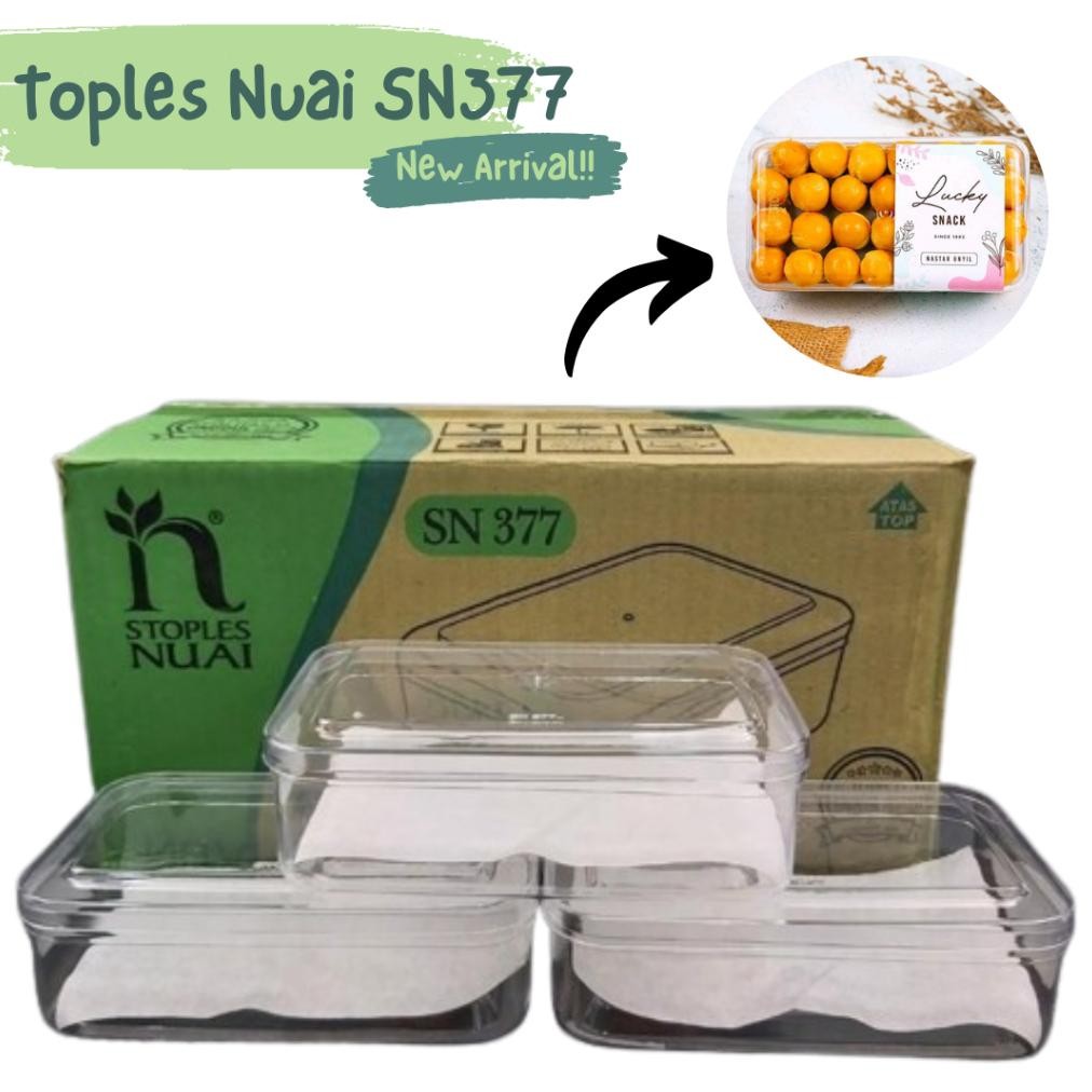 Me41 Toples Nuai Model Persegi Panjang SN 377 / Toples Kue Kering Toples Lebaran 12 Pcs / Toples 377