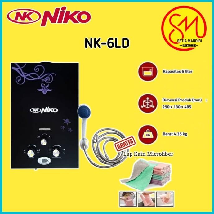 NIKO Gas water Heater NK 6LD-Hitam [terbaik]