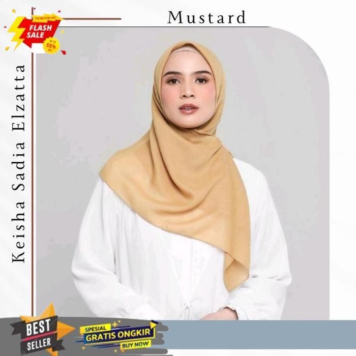 PROMO HIJAB SEGI EMPAT WARNA PINK SALEM KHAKI SCARF POLOS ELZATTA