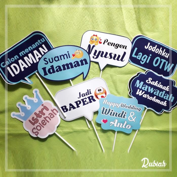 Aksesoris Photobooth Pernikahan / Photobooth Property/ Photo Props 413 White Blue