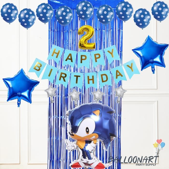 Sonic Simple Decor/Dekorasi Ultah Anak/Balloon Foil/Balon Sonic