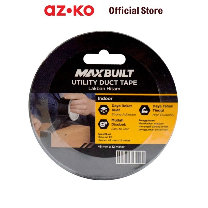 

AZKO Maxbuilt 12 mtr Lakban Kain 48 Mm - Hitam Cloth Tape Isolasi Lakban Perekat Alat Penempel