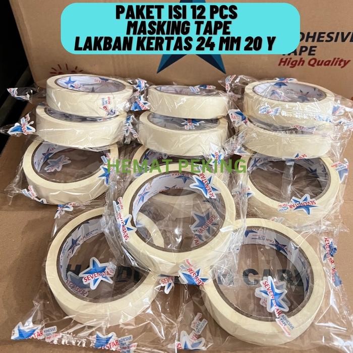 

Lakban Kertas Masking tape 24 mm 20 y PAKET ISI 12 pcs
