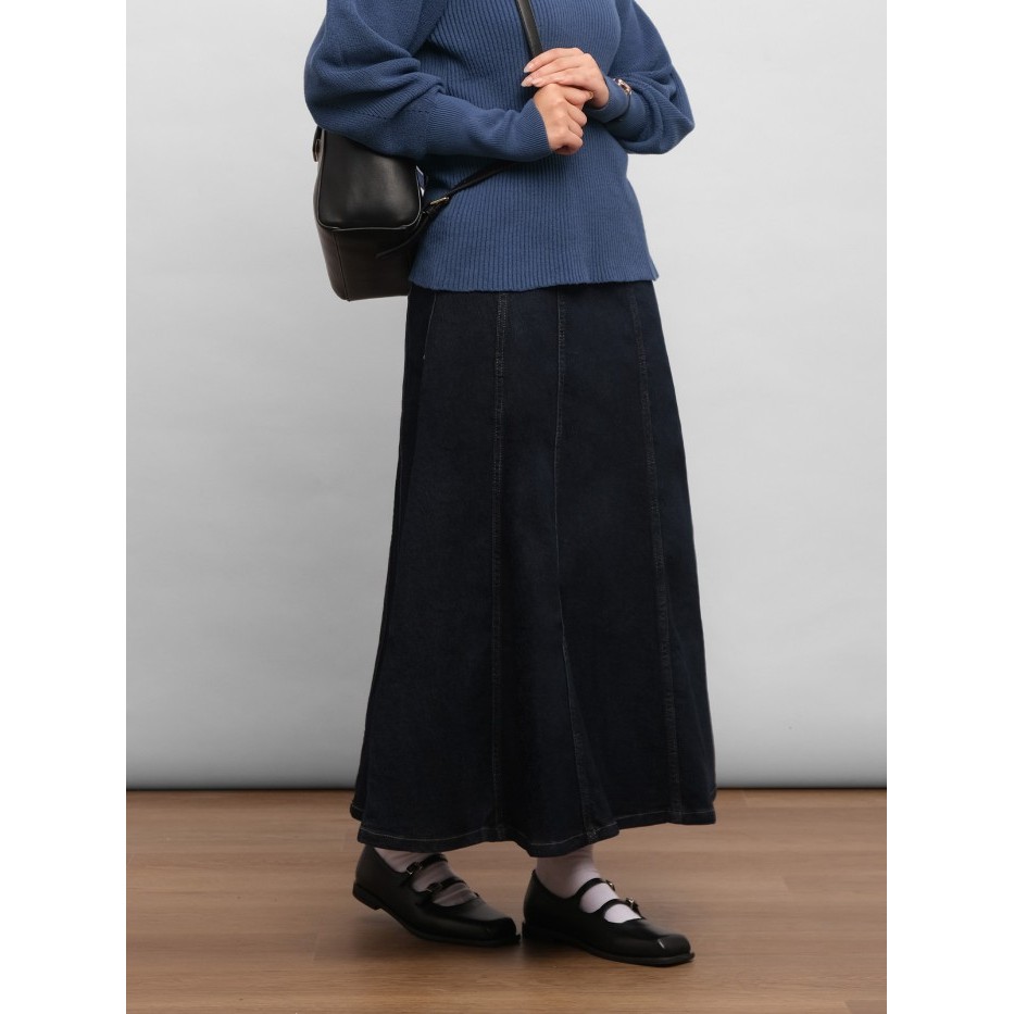 Thenblank Flare Denim Skirt Dark