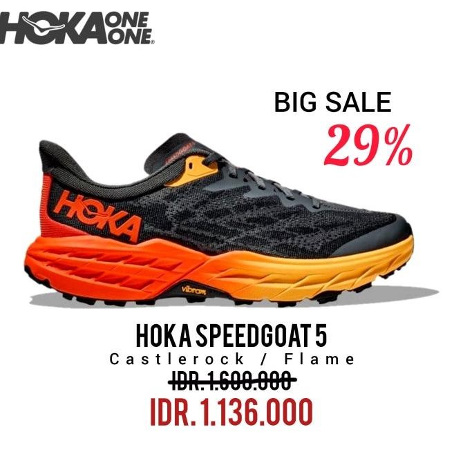 HOKA SPEEDGOAT 5 CASTLEROCK / FLAME MEN'S 100% ORIGINAL Terlaris