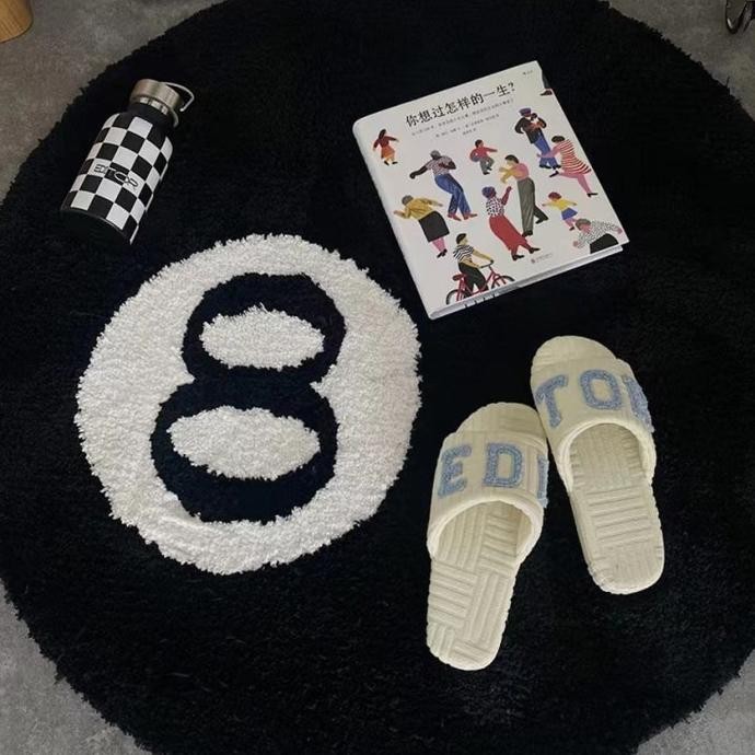 Terlaris Karpet Lantai Bulu Bulat Motif Bola Billiard Nomor 8 Ruang Tamu Tidur Ready Stok