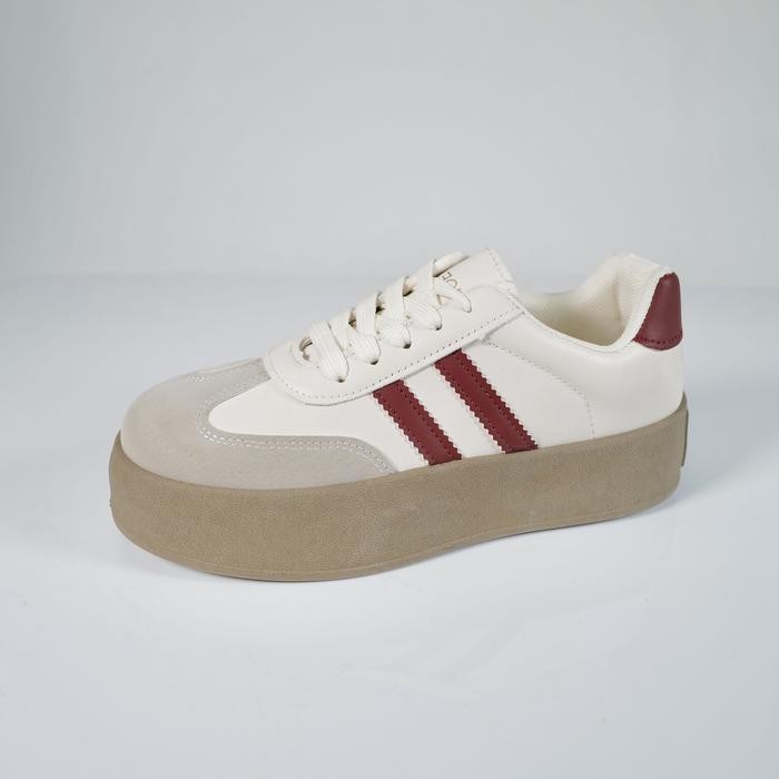 Shoevo Wanita Klasik Sepatu Baru Dengan Sol Tipis Sneakers Kasual Olahraga Hitam/Krem St083 Casual