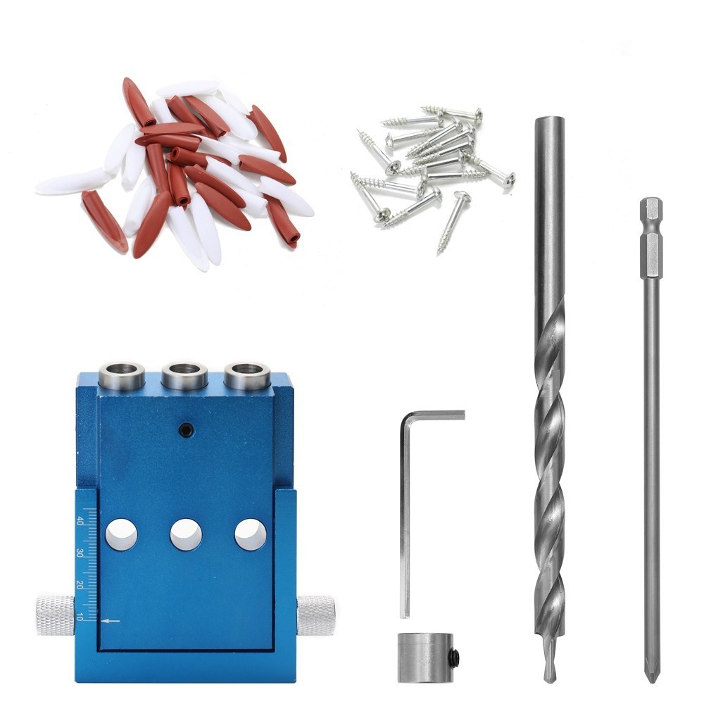 MADURAJAYYA Woodworking Oblique Hole Locator Pocket Hole Jig Kit Set Hole opener locator Woodworking