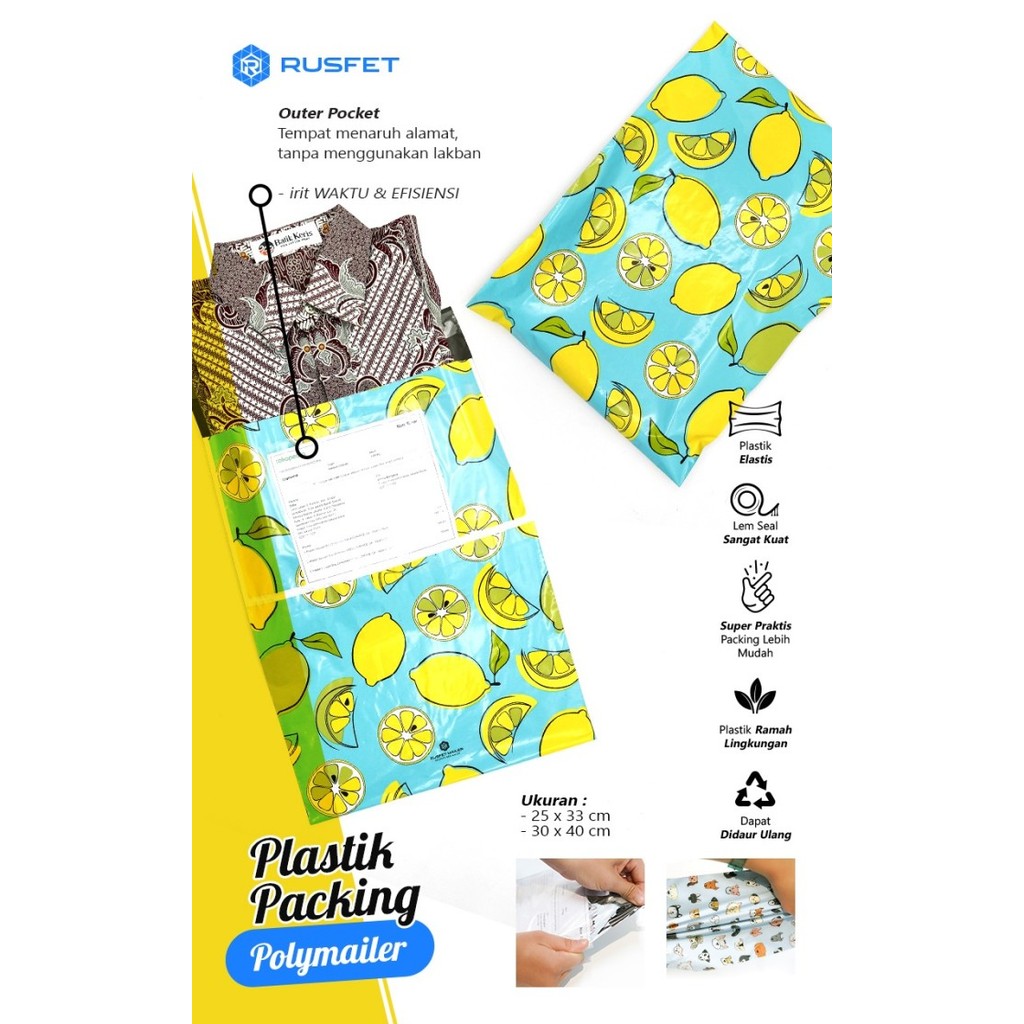 

Amplop Plastik Polymailer Lemon Isi 50Pcs/Plastik Packing Original