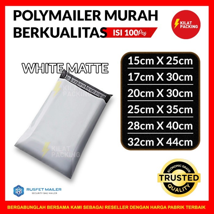 

Polymailer Murah Putih 32X44 / Plastik Packing Online Shop Per Pack Terlaris