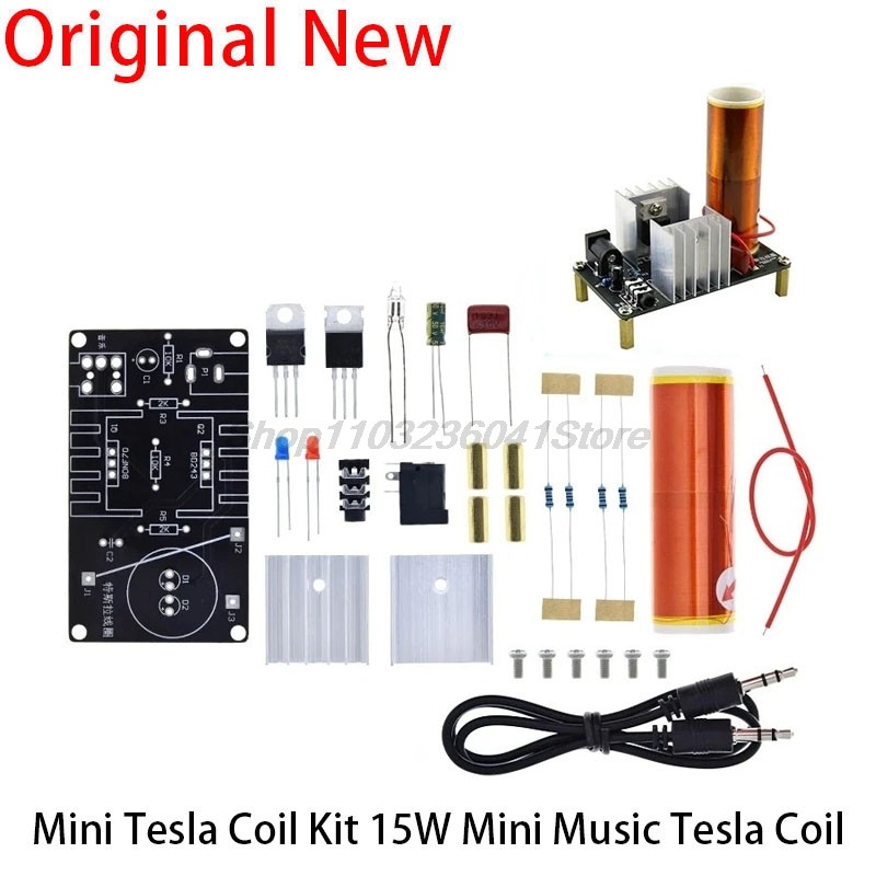 ADS Mini Tesla Coil Kit 15W Mini Music Tesla Coil Plasma Speaker Tesla Wireless Transmission DC 15-2