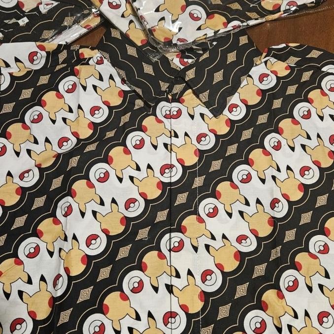 Terlaris kemeja batik pria pendek pokemon pikachu batik / batik pikachu SALE