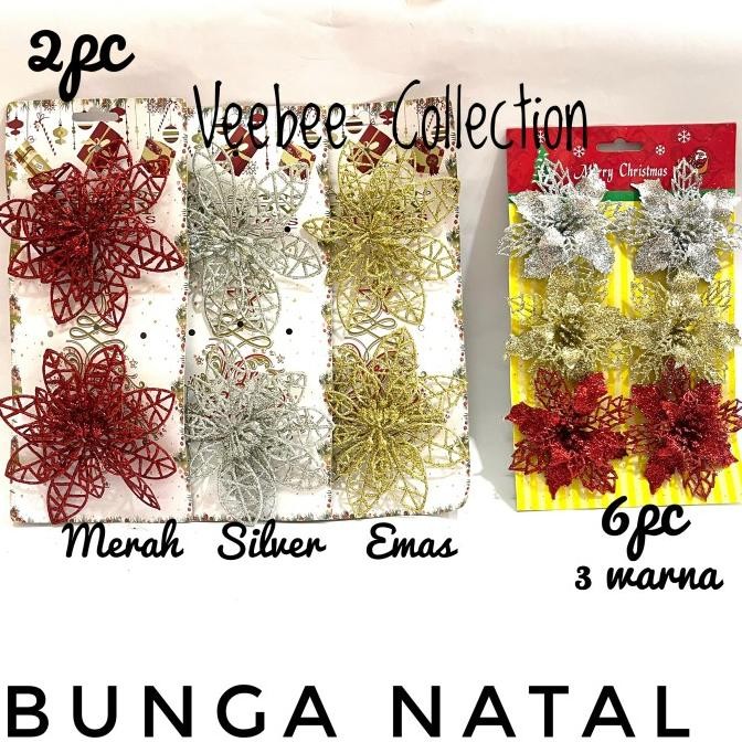 <<<<<] Bunga gliter hias pohon natal/ bunga natal/ hiasan natal/ christmas