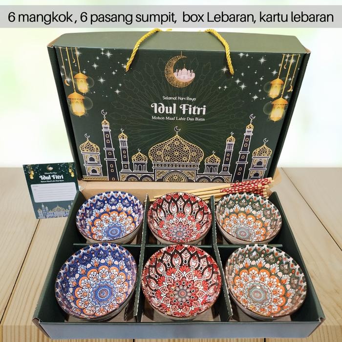 

New! Hampers Mangkok Piring Idul Fitri Set / Hampers Lebaran Mangkok Piring Keramik - isi 6 Lebaran EID Lebaran