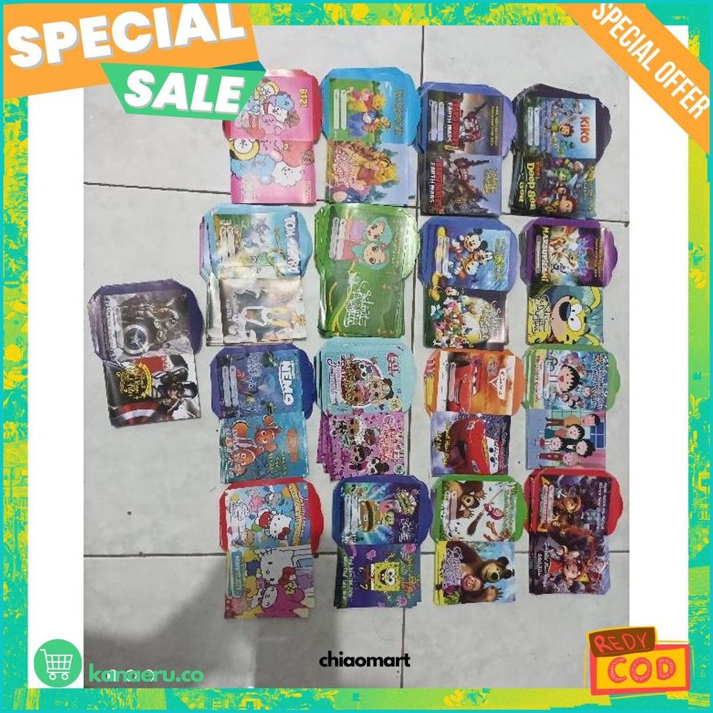 

500 Lembar Amplop Lebaran Karakter Islami Kartun/ Amplop Lebaran Karakter /Amplop Lebaran Medium Murah