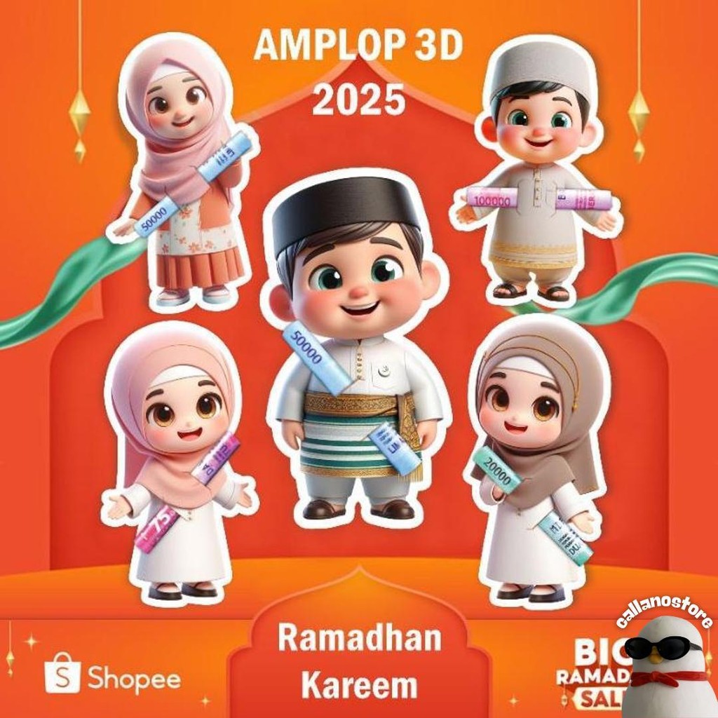 

(40Pcs) Amplop Lebaran Gemoy Karakter 3D Idul Fitri 2025 Uang Selip Peluk Angpao Thr Unik Kilat