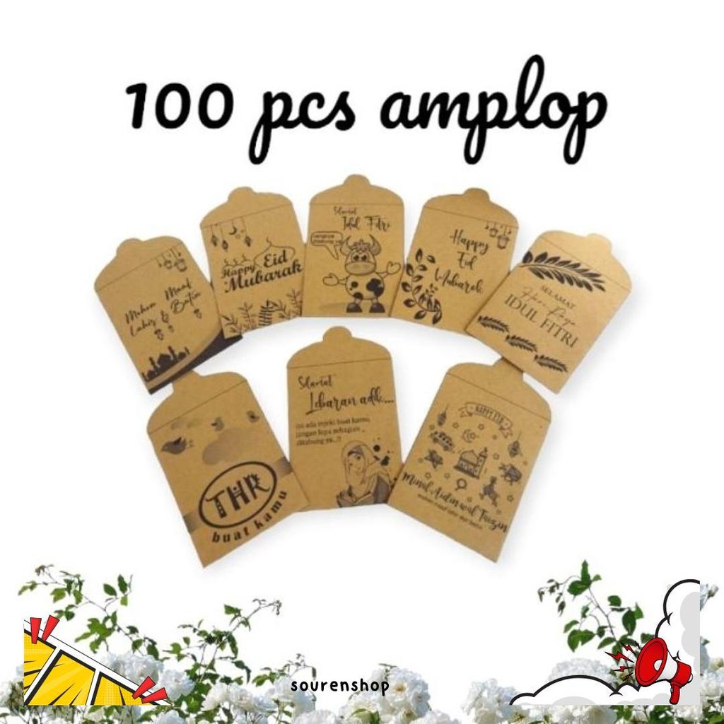 

100 Pcs Amplop Lebaran Kertas Coklat || Angpau Lebaran || Amplop Lebaran Idul Fitri Murah