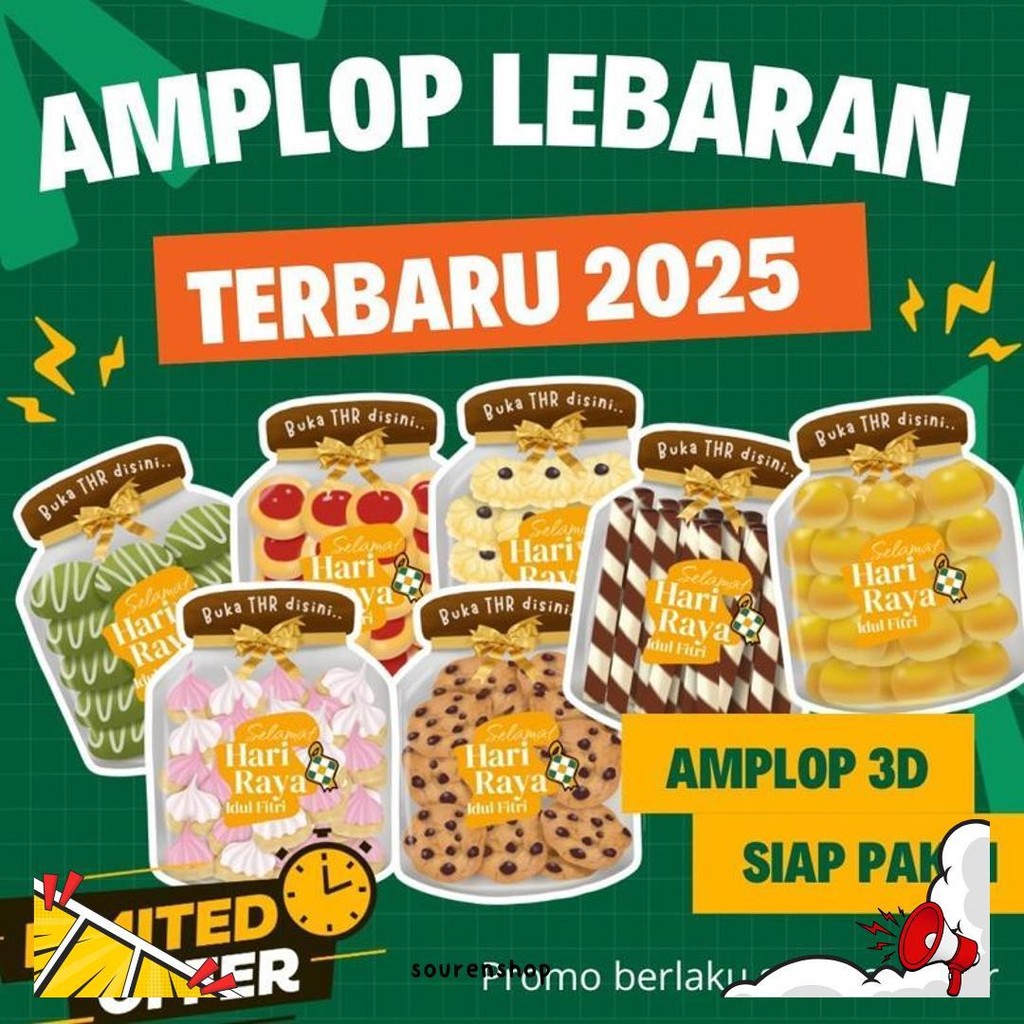 

(Readdy) 10Pcs Amplop Lebaran Toples Snack 3D/Amplop Lebaran Terbaru 2024 Murah