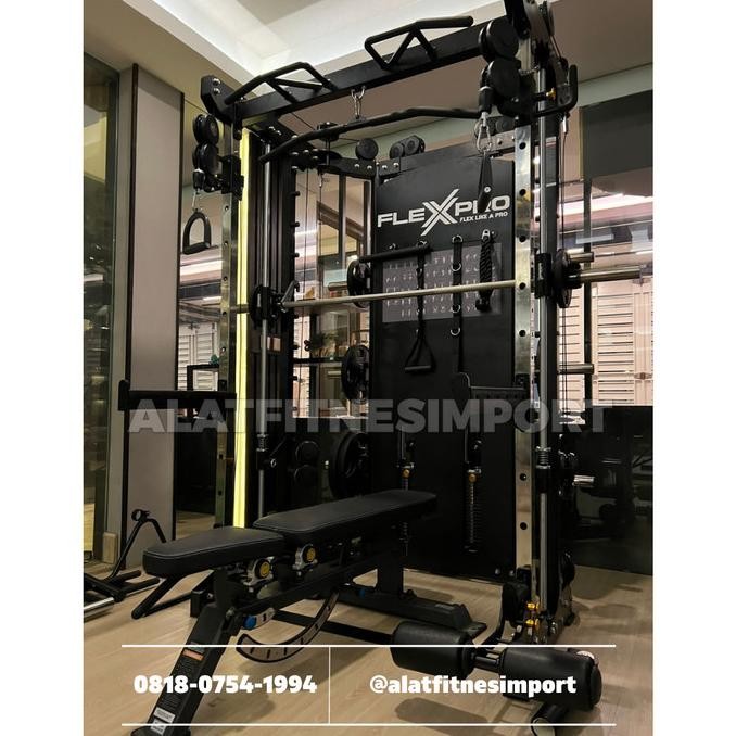 Flexpro Multifunctional Smith Machine 50+ Gerakan Latihan Home Gym