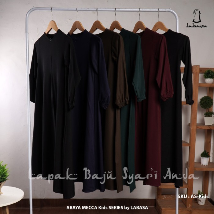 DISKON Gamis Abaya Anak Perempuan Hitam Polos Mecca Series dan Aneka Warna