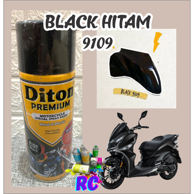 Cat Pilox Diton Premium Black Glossy 9109 400cc Warna Hitam Kilap