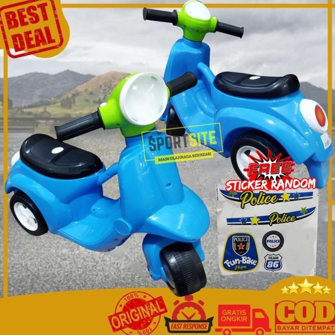 Promo Vespa Fun Bike Mini Mainan Sepeda Motor Anak Scooter Roda Tiga 3 Murah