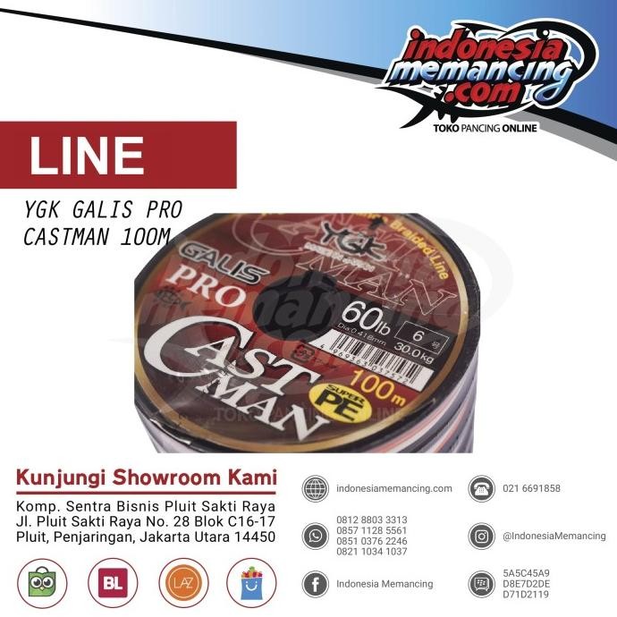 Senar PE YGK GALIS PRO CASTMAN 100M Pe 6-60Lbs (Connecting) Terlaris