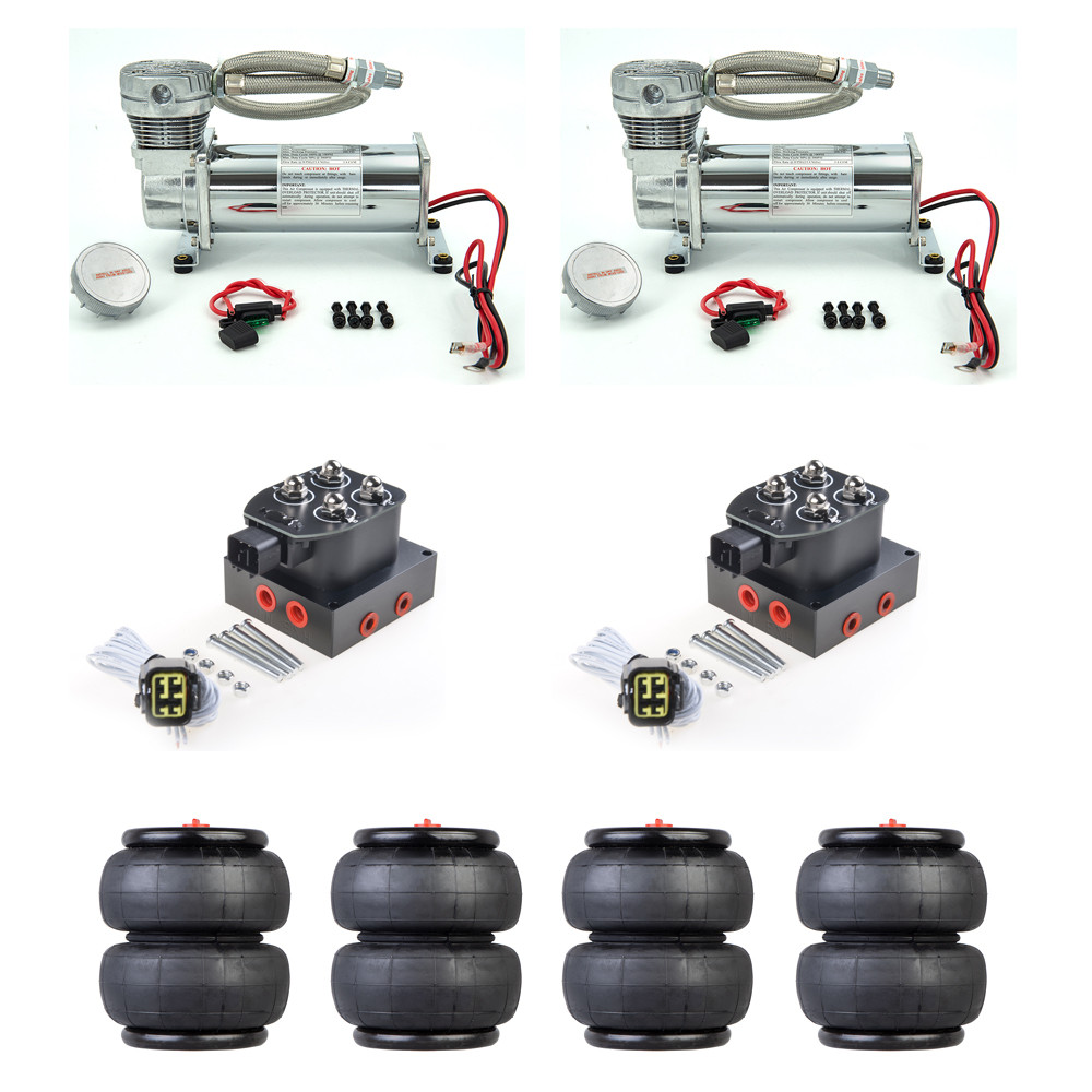 LAGI BERJUANG 2Pcs DC 12V 480c Air Suspension Compressor&2Pcs Air ride manifold valve&4Pcs 2E2600 26