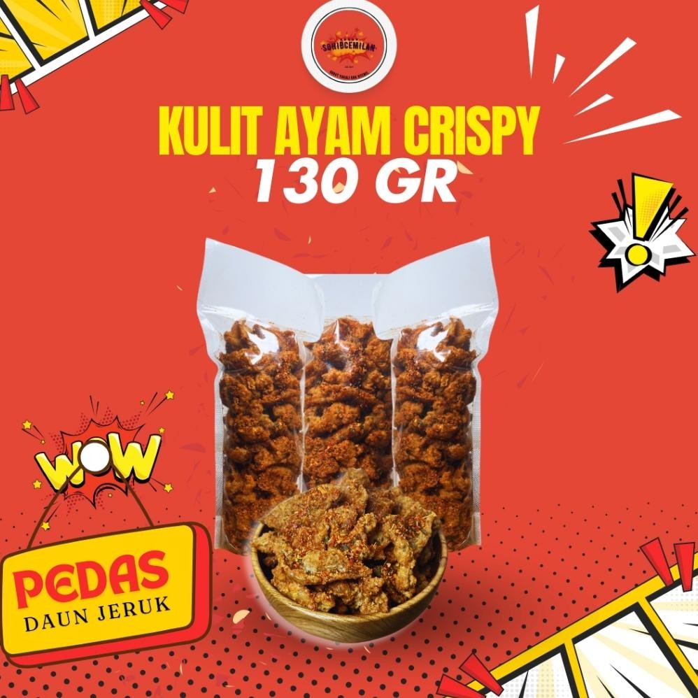 

Keripik Kulit Ayam Crispy Pedas Daun Jeruk 130gr