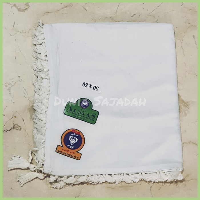 Sorban Sorban Almas Khusus Hitam dan Putih / Sorban Haji Kotak - Putih arab panjang motif