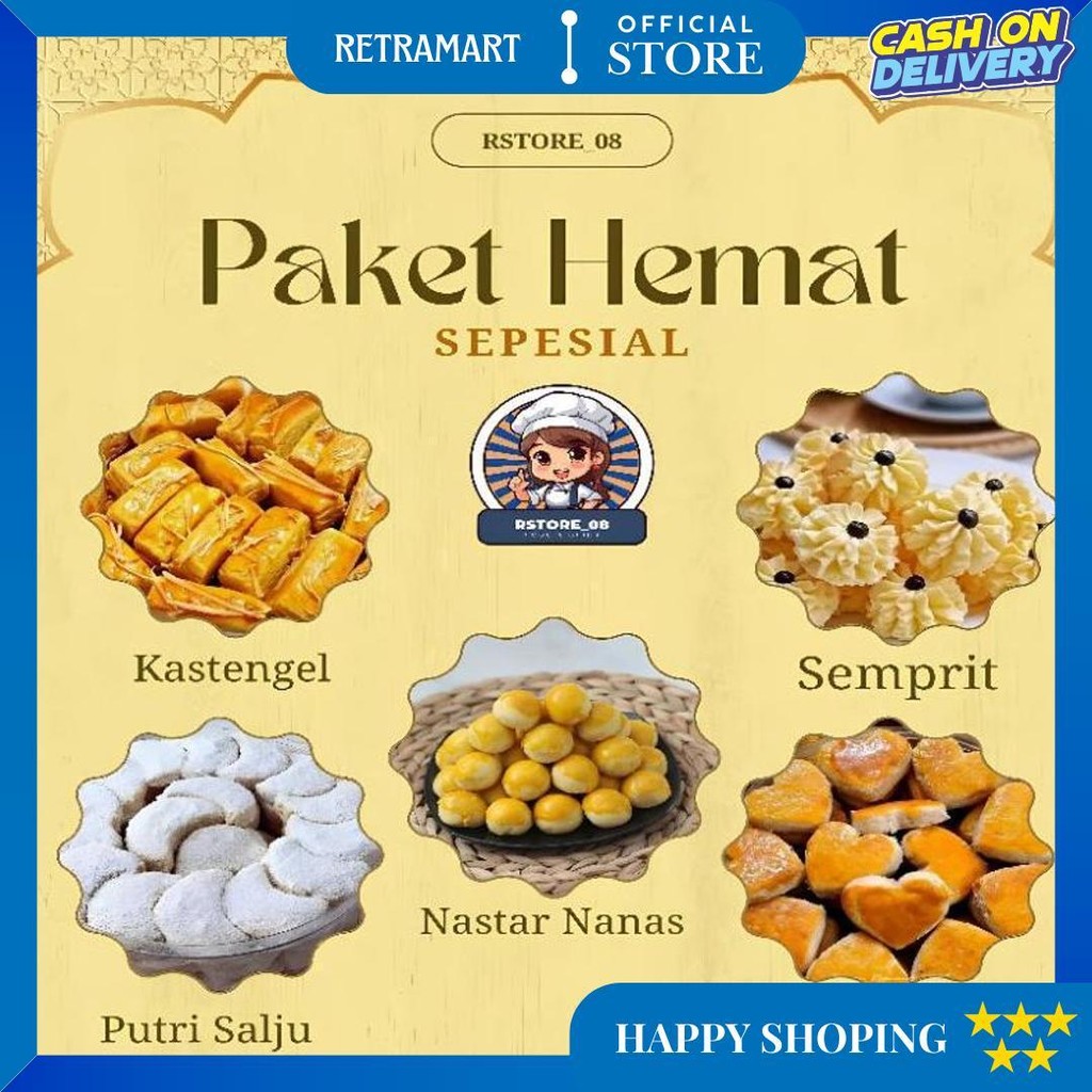 

(Rst)-Kue Kering Paket Hemat Premium Special Isi 5Toples D Cod