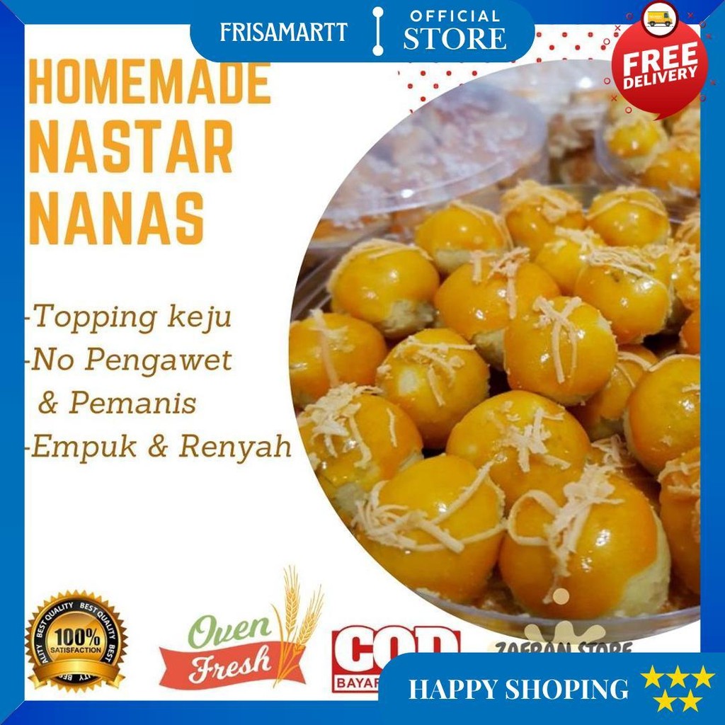 

Kue Nastar Nanas Wisman Toping Keju Isi 250 Gram (1/4 Kg) Kue Kering Cemilan Keluargatermurah D Sale