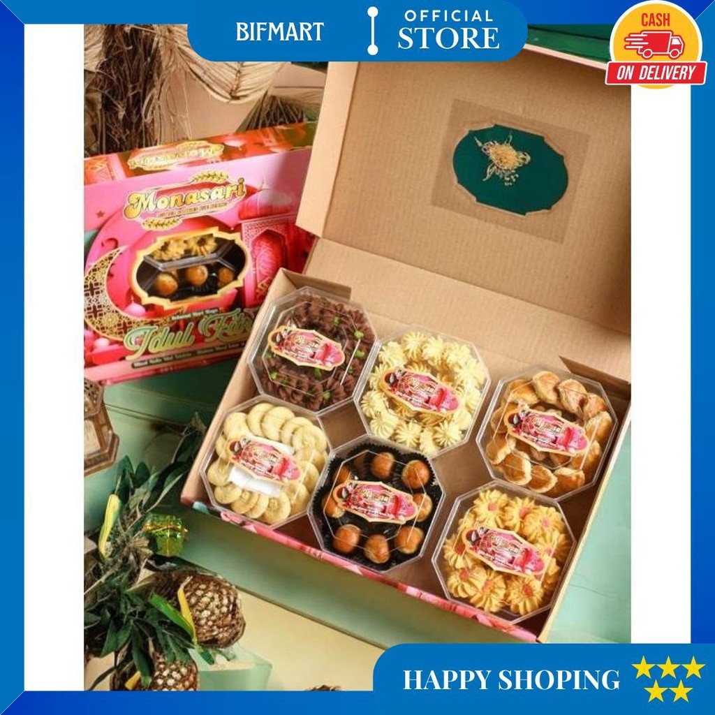 

Monasari Paket Kue Kering - Hampers Bingkisan Kue Lebaran 6 Toples D Promo Puncak