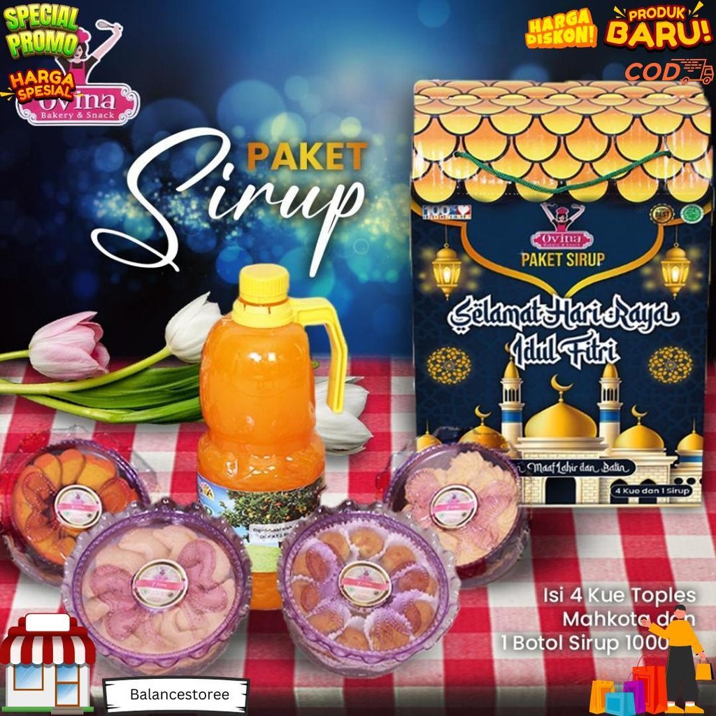 

Apazada - Kue Kering Lebaran Monaco Squash Halal / Hampers Kue Lebaran Paket 4 Toples Set 1 Sirup Murah Enak Terbaru D Promo 10.10