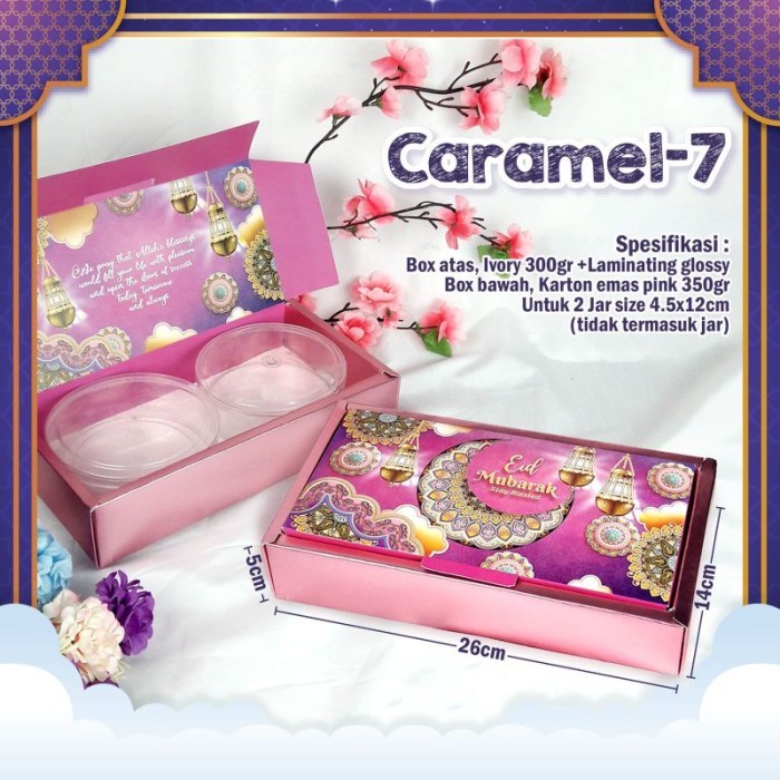

New! Box Kue kering Lebaran isi 10pc Kotak Idul Fitri - Caramel 7 Pink Lebaran