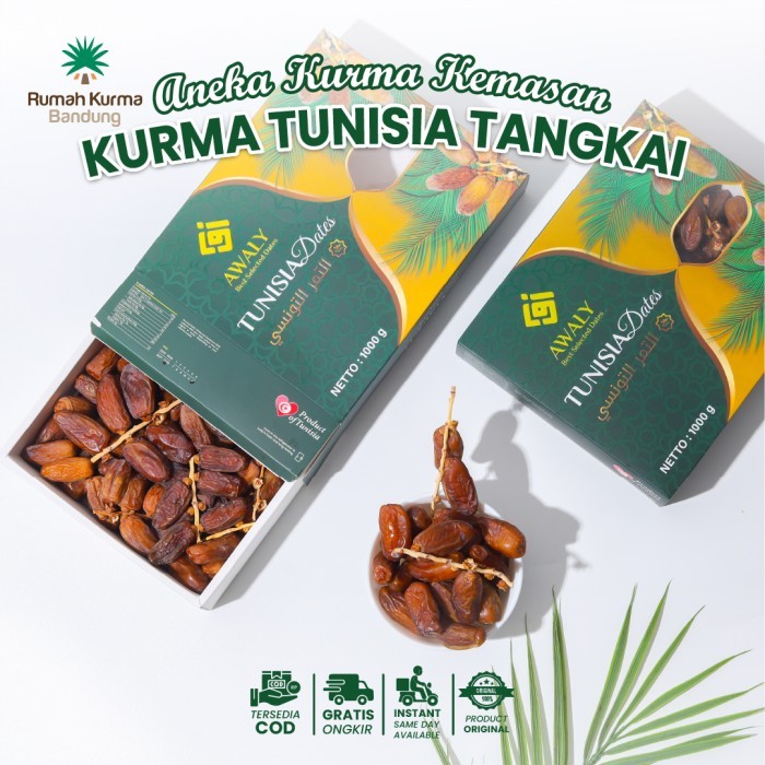 

Awaly Kurma Tunis Tangkai 1 Kg Premium Deglet Noor Original Tunisia High Quality
