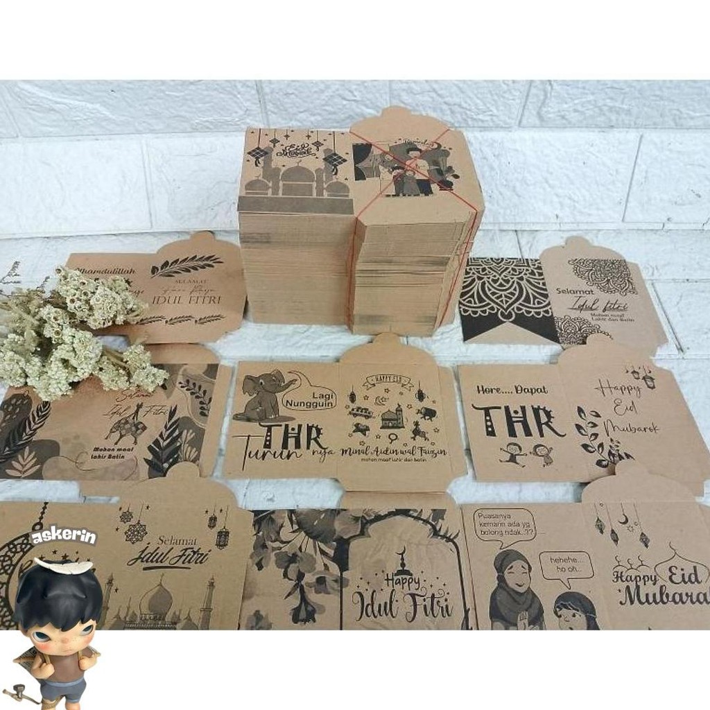

Angpao Lebaran/Amplop Lebaran Kraf 1Kg Masih Lembaran(Kurlab 500Psc)8 Motif Murah