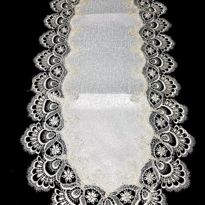 Taplak Meja Oval Bordir Kerancang 4590 Cm Taplak Meja Tamu Oval Gold Renda