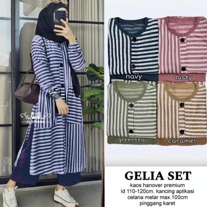 Gamis Setelan Kotak Kecil Rumbay / Setelan / Baju Muslim / Pakaian Wanita Kekinian Celana Hijau Nyam