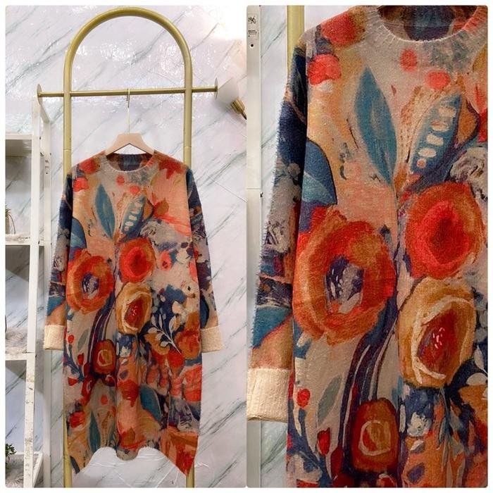 Tunik Rajut Motif Bunga Terbaru Ld 120 To 140 Pb 95